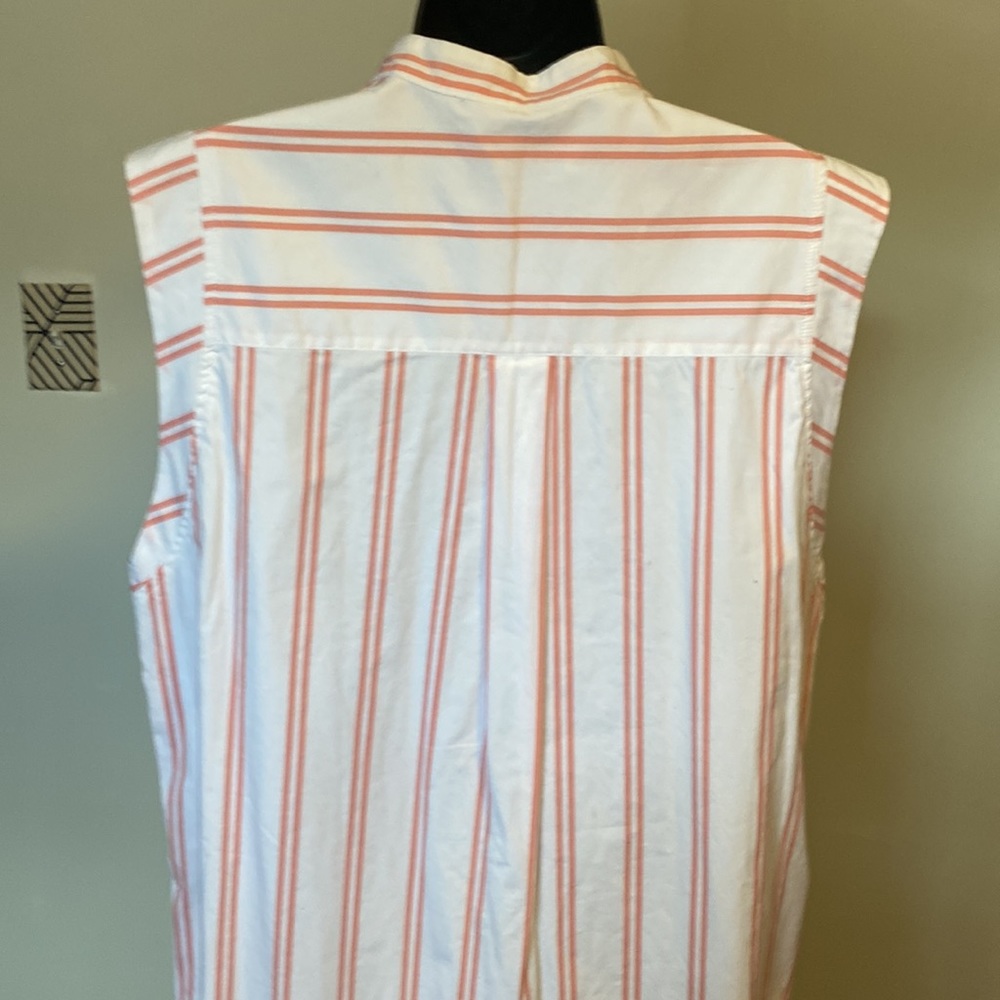 NWT ABERCROMBIE & FITCH RED & WHITE STRIPED SLEEVELESS COTTON SHIRT DRESS - Picture 10 of 12